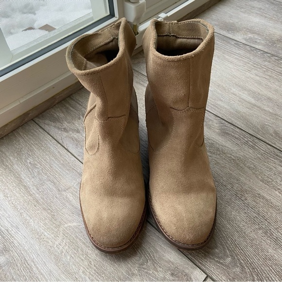Zara Tan Suede  Wedge Boots - Picture 3 of 14